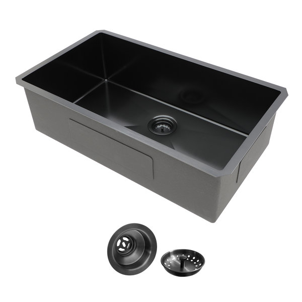 Mocoloo 33"L x 19"W Gunmetal Black Undermount Kitchen Sink 16 Gauge